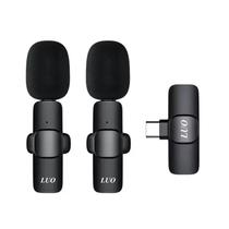 Microfone de Lapela Sem Fio Luo LU-B11 com Microfones Duplos e Conector USB-C - Preto