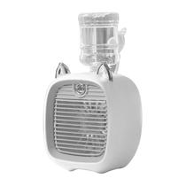 Mini Ventilador de Ar Refrigerado Little Fox FC-6602A Portatil / 1200MAH / Recarregavel - Branco/Cinza