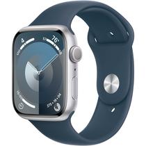 Apple Watch Series 9 de 45MM MR9E3LL/A GPS M/L (Caixa de Aluminio Prateado/Pulseira Esportiva Azul Tempestade)(Caixa Feia)