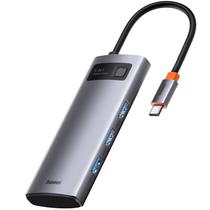 Hub USB-C 5 Em 1 Baseus WKWG020013 3 USB-A 3.0+HDMI 4K+USB-C PD - Gray