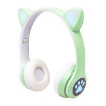 Fone de Ouvido Sem Fio Cat Ear Headphones VIV-23MM com Bluetooth 5.0 / LED Color Full - Verde