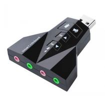Adaptador Conector Audio USB para P2 Audio 3D Virtual 7.1 Canais / Fone-Microfone / Controle de Volume / 3.5MM / 4 Saidas