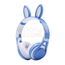 Fone de Ouvido Bluetooth Luo ME-15 com Orelhas de Coelho - Azul