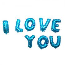 Baloes Frase I Love You Azul