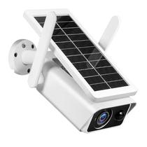Camera de Seguranca Externa Inteligente Solar Q1 Wifi / 3.6MM / IP66 / 3MP / HD / Microfone / Deteccao de Movimento / Visao Noturna / App Icsee - Branco