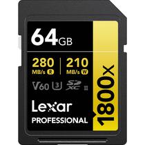 Memoria SD Lexar Professional 1800X Serie Gold 280-210 MB/s C10 U3 V60 64 GB (LSD1800064G-Bnnnu)