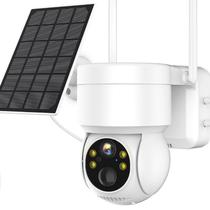 Camera de Seguranca Externa Inteligente Solar TQ2-GK4-Wifi / 2.5K / 360O / IP66 / HD / Microfone / Deteccao Humana / Visao Noturna / Alarma / Wifi / 2 Antenas / App Icsee - Branco
