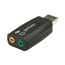 Adaptador Manhattan 150859 para Fone + Microfone / USB 2.0 / 5.1 / 3D Virtual / 3.5MM - Preto