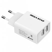 Adaptador de Tomada Megastar CH331 2 USB de 10 Watts - Branco