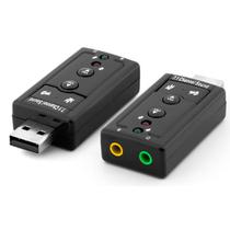 Adaptador Conector Audio USB para P2 Audio 3D Virtual 7.1 Canais / Fone-Microfone / Controle de Volume / 3.5MM