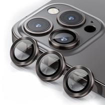 Pelicula de Camera de Vidro para iPhone 13 Pro Max Aneis de Metal/Anti-Riscos 4LIFE Um Conjunto (3 Pecas) - Preto