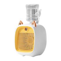 Mini Ventilador de Ar Refrigerado Little Fox FC-6602A Portatil / 1200MAH / Recarregavel - Branco/Amarelo