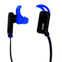 Fone de Ouvido Sem Fio Coby CBE102 com Bluetooth e Microfone - Preto/Azul