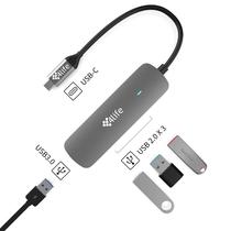 Hub Adaptador Multiporta 4LIFE FLBX4U-C USB-C / 4 Em 1 / 1X USB 3.0 / 3X USB 2.0 - Cinza