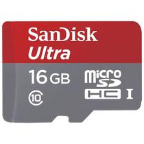 Cartao de Memoria Micro SD de 16GB Sandisk Ultra 80MB/s Classe 10 SDSQUNS-016G-GN3MA - Cinza/Vermelho