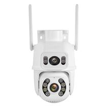 Camera de Seguranca Externa Inteligente N28-6MP Smart Wifi / 3.6MM / 12V / Dual Lens / 360 / Microfone / Alarma / Deteccao Humana / Visao Noturna / App Icsee - Branco