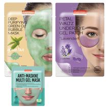 Kit Mascara Purederm com Mascara Folha Anti-Maskne/Mascara de Borbulhas/Parche de Contorno de Olhos Petal Waltz - (3 Pecas)
