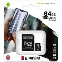 Cartao de Memoria Micro SD de 64GB Kingston Canvas Select Plus (SDCS2/64GB) 64GB/100MB - Preto