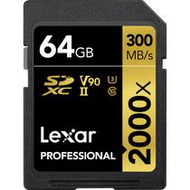 Memoria SD Lexar Professional 2000X Serie Gold 300-260 MB/s C10 U3 V90 64 GB (LSD2000064G-Bnnnu)