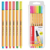 Caneta Fineliner Neon Stabilo Point 88 0.4 MM 88/6-1 (6 Cores)