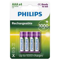 Pilha Philips R03B4RTU10/97 Con 4 Pilhas AAA/1000MAH - Recarregavel