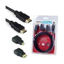 Cabo 1.5 Metros HDMI High Speed HDTV 3 Em 1 com Mini HDMI e Micro HDMI - Preto