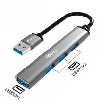 Hub Adaptador Multiporta 4LIFE FLU4-A USB-A / 4 Em 1 / USB-A 3.0 / USB-A 2.0 X3 - Cinza