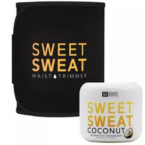 Cinturao Sweet Sweat Waist Trimmer (M) + Gel Termogenico Coconut - Preto/Amarelo