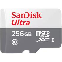 Cartao Microsd de 256GB Sandisk Ultra SDSQUNR-256G-GN6TA de 100MB/s - Cinza/Vermelho