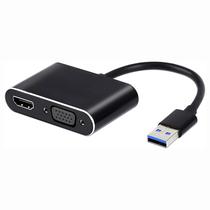 Cabo Adaptador USB 3.0 para HDMI Femea / VGA Femea 2K - Preto