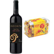Vinho Indomita Cabernet Sauvignon 2022 750ML + Bombom Arcor Bon O Bon Original 240G