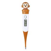 Termometro Digital Flexivel Infantil Q005 de Cabeca Macia - Macaco Marrom/Branco