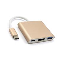 Adaptador Conversor Tipo-C para USB-A / HDMI / USB-C - Dourado/Branco