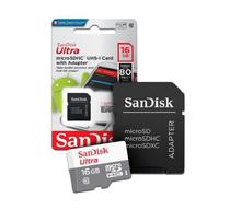Cartao de Memoria Sandisk Micro SDHC 16GB/80MBS com Adaptador Classe 10