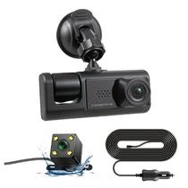 Camera DVR para Carro Dash S1 K0175 / 3 Cameras / HD / 2" / 170O / Sensor / Microfone / 5MP / 5V / 2A / 180MAH - Preto