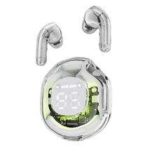 Fone de Ouvido Sem Fio Yookie ES45 Earbuds com Bluetooth e Microfone - Transparente/Branco