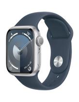 Relogio Apple Watch S9 41MM Silver Al Storm Blue Sport Band GPS 'M/L' MR913LL/A Model.A2978