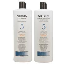 Nioxin Duo Hair System NO5 Chemically Treated Hair Light Thinning Shampoo + Condicionador 1LT