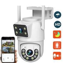 Camera de Seguranca Smart Home Security Dual Lens N29-200W / Wifi / IP66 / 350O / Vissao Noturna / Microfone / Deteccao Humana / App O-Kam - Branco
