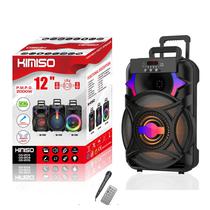 Speaker / Caixa de Som Kimiso QS-1203 Portatil Recarregavel Karaoke / com Microfone e Controle / Bluetooth / 12" / USB / SD / FM - Preto
